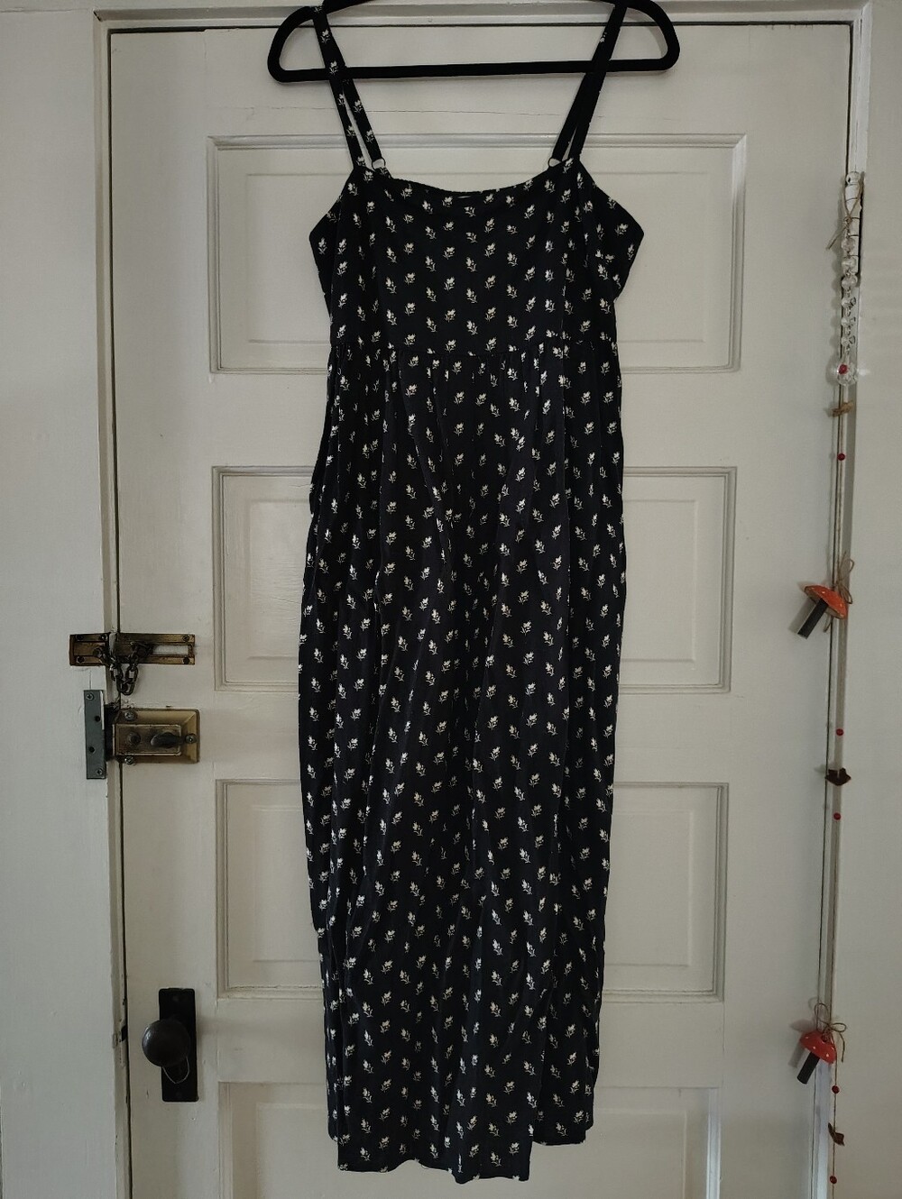Treasure & Bond Black Floral Maxi Dress with Spaghetti Straps Size Small